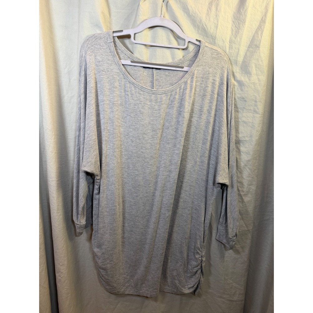 Thanth Womens XXL Heather Gray Dolman Sleeve Ruched Side Tunic‎ Top